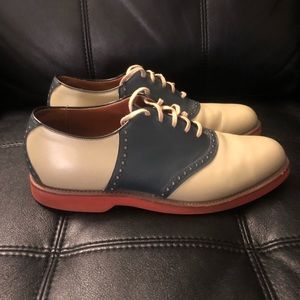 COLE HAAN SADDLE OXFORDS MENS  9 1/2 D TAN NAVY
